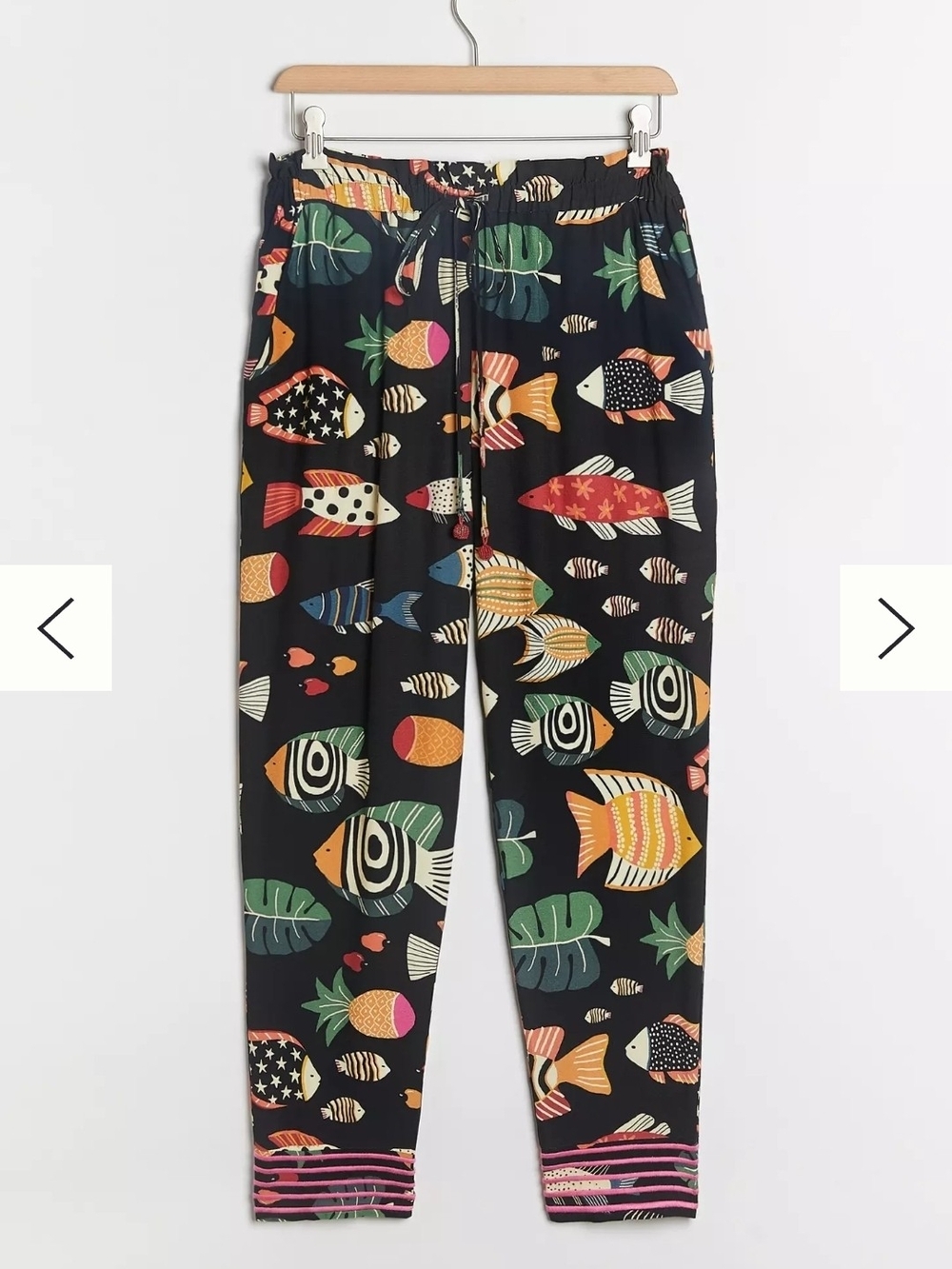 FARM Rio Black Tropical Fish Print Joggers with Colorful Accents